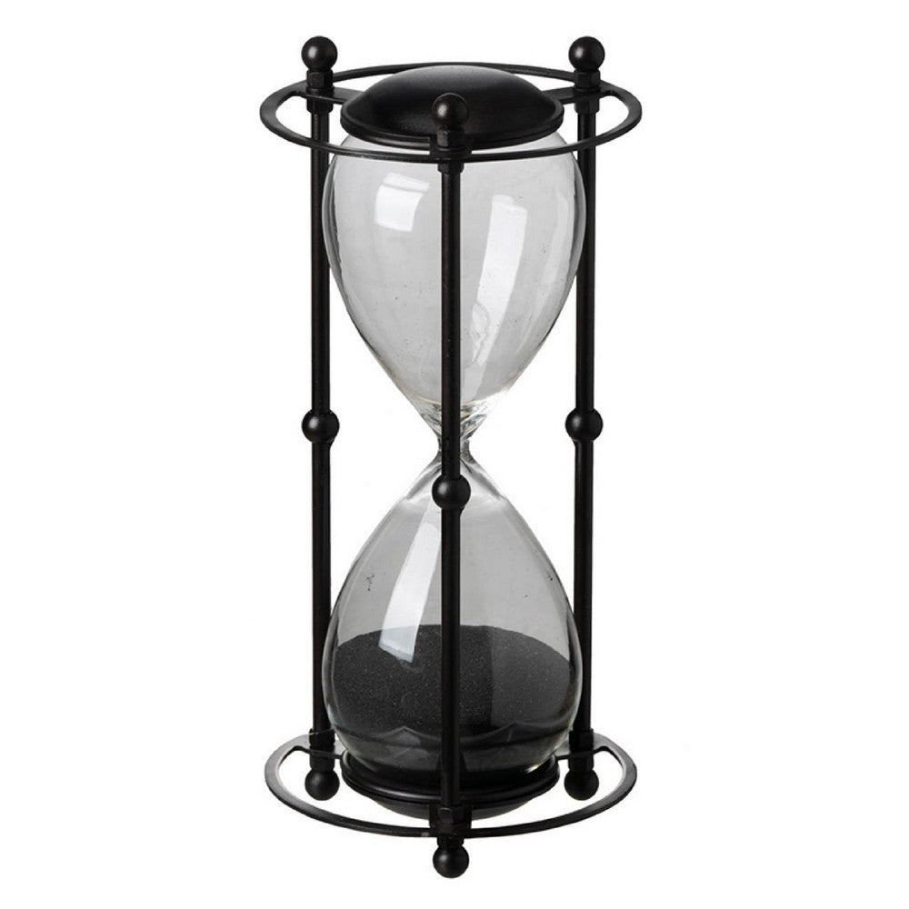 Iaon Hourglass Timer with Black Sand & Iron Stand | Tabletop 13"