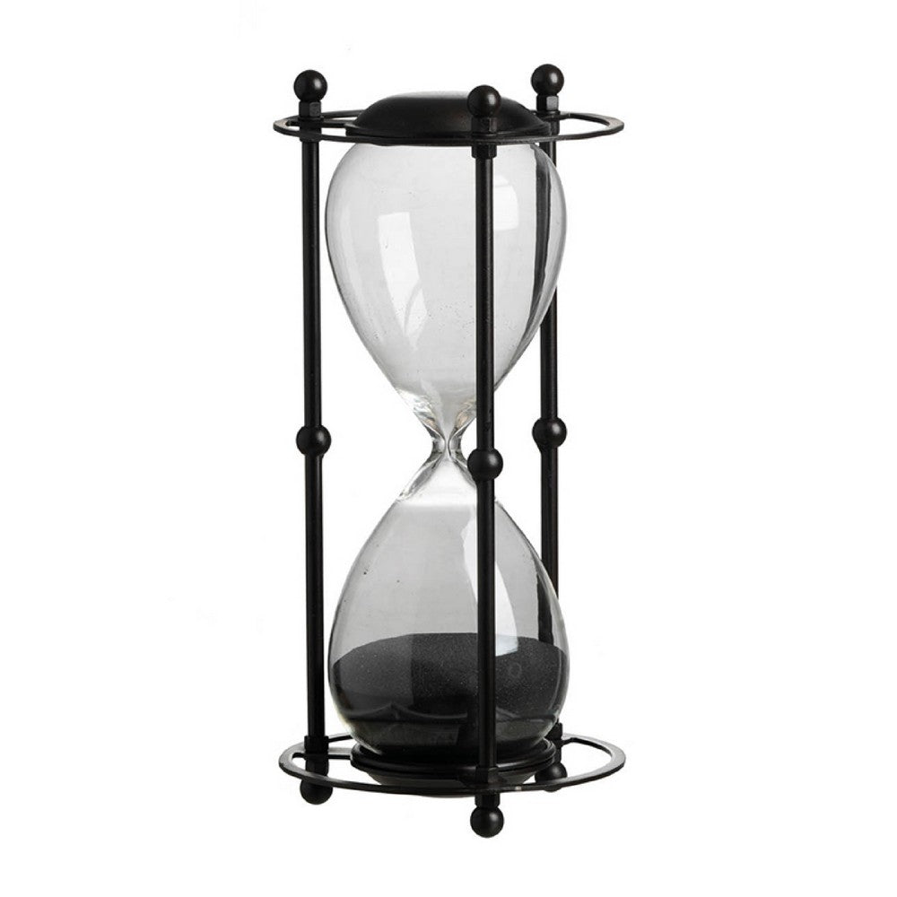 Iaon Hourglass Timer with Black Sand & Iron Stand | Tabletop 13"