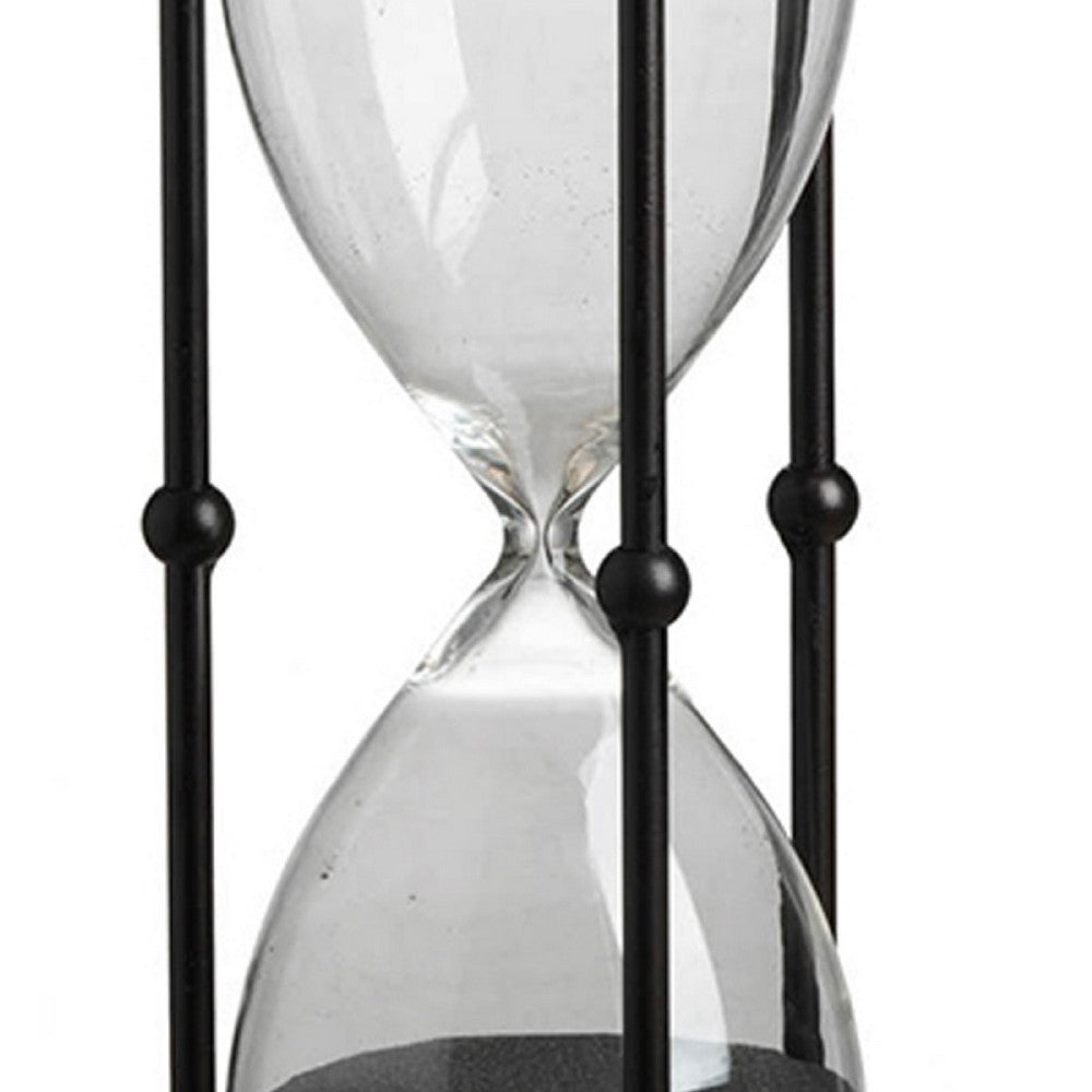 Iaon Hourglass Timer with Black Sand & Iron Stand | Tabletop 13"