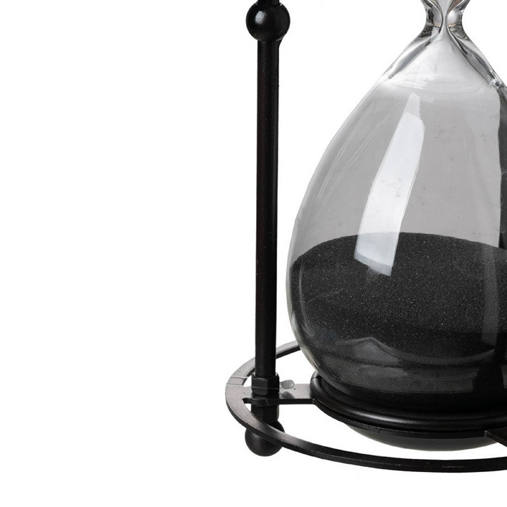 Iaon Hourglass Timer with Black Sand & Iron Stand | Tabletop 13"