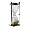 Iaon Hourglass Timer with Beige Sand | Tabletop 13" Black Iron Stand