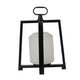 Lantern with White Glass Insert | Fir Wood & Iron Loop | 17"