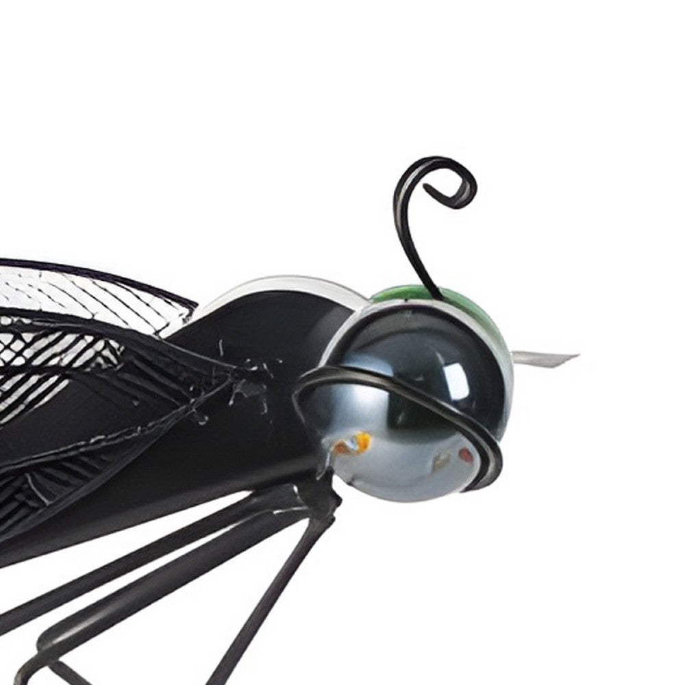 Decorative Dragonfly Garden Accent with Solar Lights | Black Iron Frame