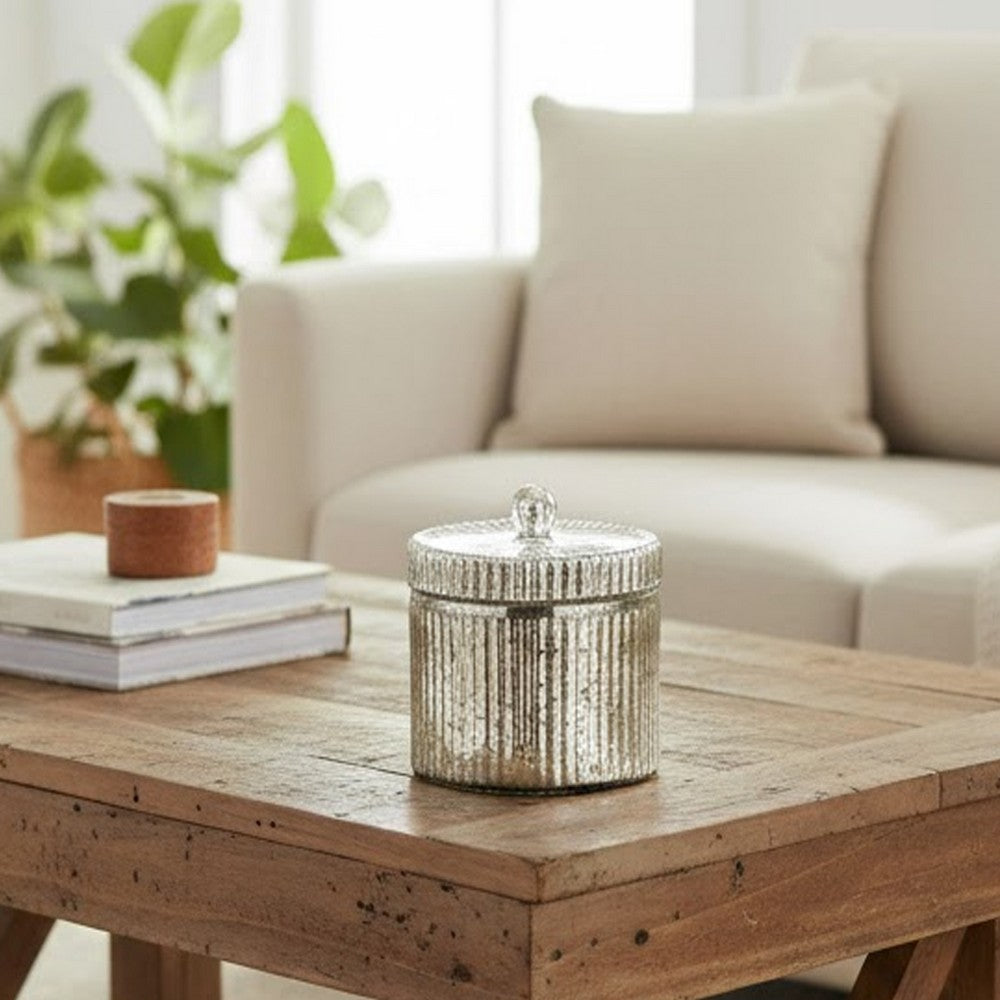 Lidded Scented Soy Wax Candle | Elegant Ribbed Glass Jar | Earl Gray