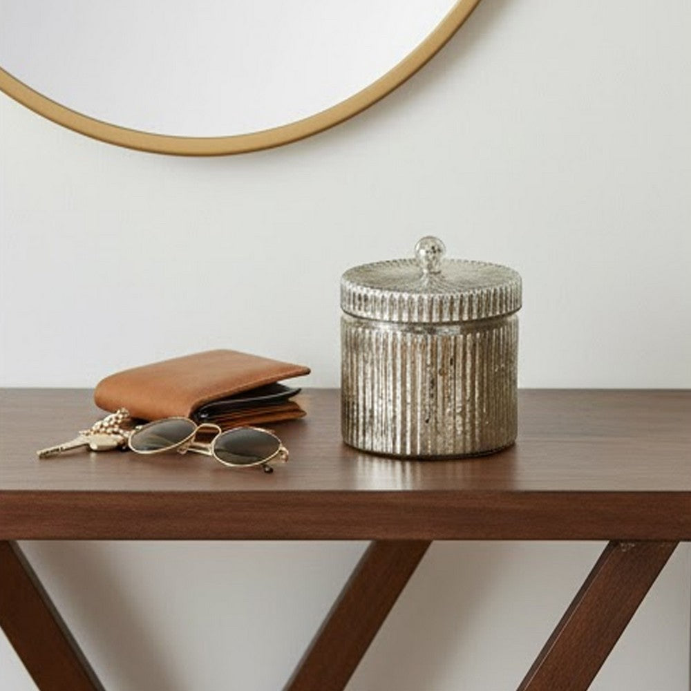Lidded Scented Soy Wax Candle | Elegant Ribbed Glass Jar | Earl Gray