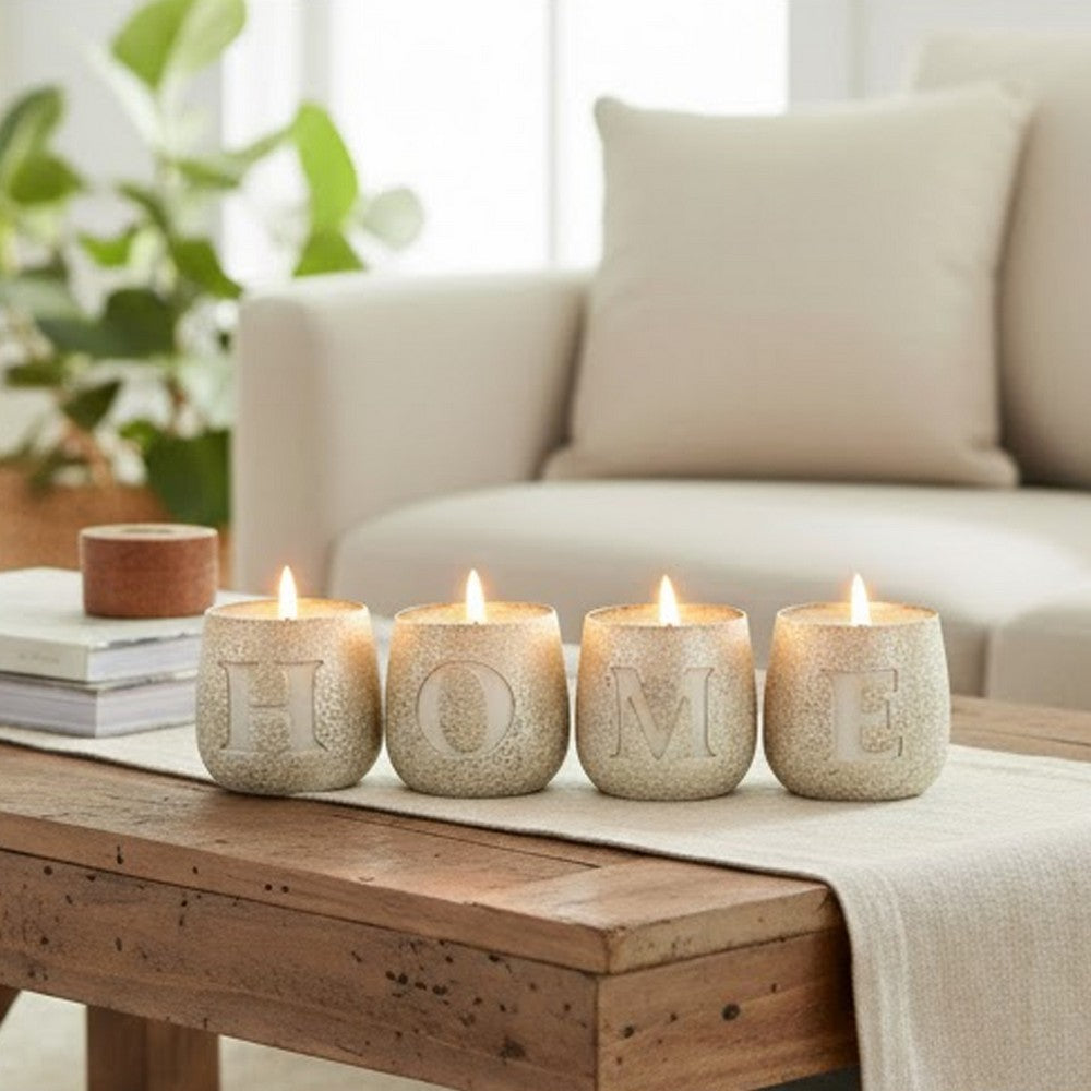 Set of 4 Scented Soy Wax Candles with Round Glass Holders | Earl Gray
