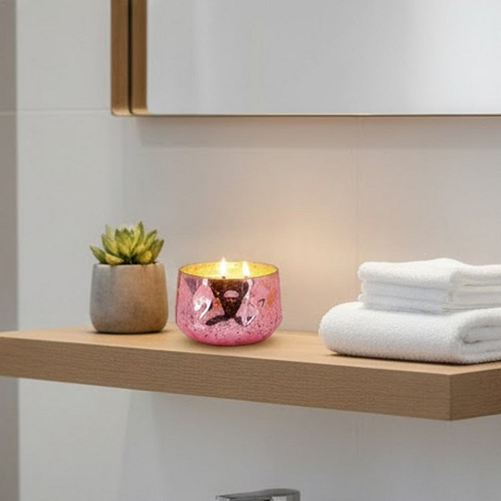 Myla Scented Soy Wax Candle | Round Glass Vessel | Luxe Rose Gold