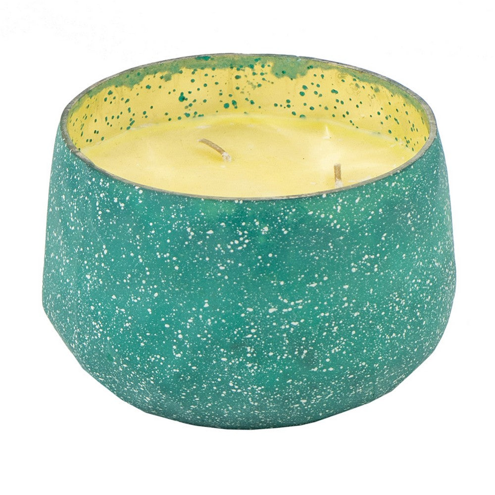 Myla Scented Soy Wax Candle | Round Glass Vessel | Natural Teal Blue