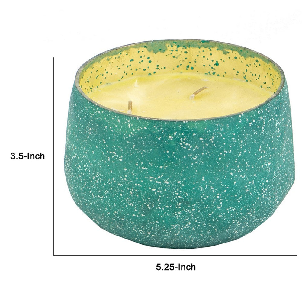 Myla Scented Soy Wax Candle | Round Glass Vessel | Natural Teal Blue