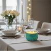 Myla Scented Soy Wax Candle | Round Glass Vessel | Natural Teal Blue