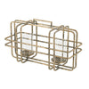 Decorative Candle Holder with Glass & Gold Open Geometric Frame