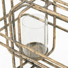 Decorative Candle Holder with Glass & Gold Open Geometric Frame