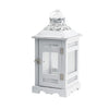 Decorative Lantern Set of 2 | Classic Cut Out Details & Glass Panels | White