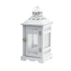 Decorative Lantern Set of 2 | Classic Cut Out Details & Glass Panels | White