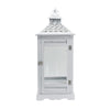 Decorative Lantern Set of 2 | Classic Cut Out Details & Glass Panels | White