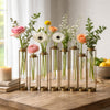 Glass Flower Vase with Separate Tubes & Bronze Metal Stand | 14" Accent