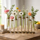 Glass Flower Vase with Separate Tubes & Bronze Metal Stand | 14" Accent