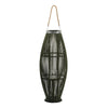 Prish Tall Lantern | Glass Insert | 33" Green Bamboo Frame | Hemp Rope