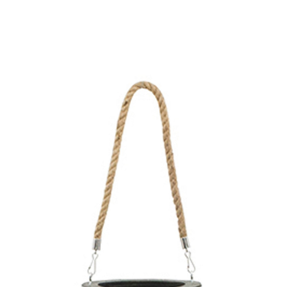 Prish Tall Lantern | Glass Insert | 33" Green Bamboo Frame | Hemp Rope