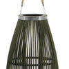 Prish Tall Lantern | Glass Insert | 33" Green Bamboo Frame | Hemp Rope