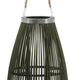 Prish Tall Lantern | Glass Insert | 33" Green Bamboo Frame | Hemp Rope