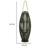Prish Tall Lantern | Glass Insert | 33" Green Bamboo Frame | Hemp Rope