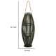 Prish Tall Lantern | Glass Insert | 33" Green Bamboo Frame | Hemp Rope