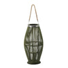Prish Lantern | Glass Insert | 23" Green Bamboo Frame | Hemp Rope