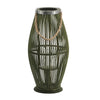 Prish Lantern | Glass Insert | 23" Green Bamboo Frame | Hemp Rope
