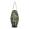 Prish Lantern | Glass Insert | 23" Green Bamboo Frame | Hemp Rope