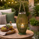 Prish Lantern | Glass Insert | 23" Green Bamboo Frame | Hemp Rope
