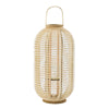 Rattan Bamboo Lantern with Glass Insert | Natural Beige Open Weave Frame
