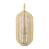 Rattan Bamboo Lantern with Glass Insert | Natural Beige Open Weave Frame