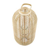 Rattan Bamboo Lantern with Glass Insert | Natural Beige Open Weave Frame