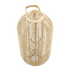 Rattan Bamboo Lantern with Glass Insert | Natural Beige Open Weave Frame