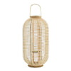Rattan Bamboo Lantern with Glass Insert | Natural Beige Open Weave Frame