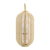 Rattan Bamboo Lantern with Glass Insert | Natural Beige Open Weave Frame