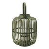 Green Bamboo Lantern with Glass Insert | Slatted Frame & Handle | 17"