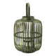 Green Bamboo Lantern with Glass Insert | Slatted Frame & Handle | 17"