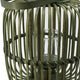 Green Bamboo Lantern with Glass Insert | Slatted Frame & Handle | 17"
