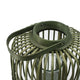 Green Bamboo Lantern with Glass Insert | Slatted Frame & Handle | 17"