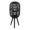 Lantern | Glass Insert with Black Bamboo Lattice Tripod Frame | 24"