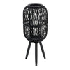 Lantern | Glass Insert with Black Bamboo Lattice Tripod Frame | 24"
