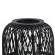 Lantern | Glass Insert with Black Bamboo Lattice Tripod Frame | 24"