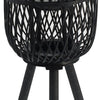 Lantern | Glass Insert with Black Bamboo Lattice Tripod Frame | 24"