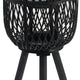 Lantern | Glass Insert with Black Bamboo Lattice Tripod Frame | 24"