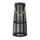 Rattan Lantern with Rope Hanging Handle | Open Slat Design | Black | 21"