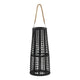 Rattan Lantern with Rope Hanging Handle | Open Slat Design | Black | 21"