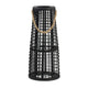 Rattan Lantern with Rope Hanging Handle | Open Slat Design | Black | 21"