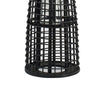 Rattan Lantern with Rope Hanging Handle | Open Slat Design | Black | 21"